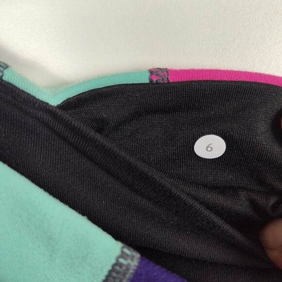 Lululemon Skinny Athletic Leggings Women's Size 6 Black w/ Colorful Waistband - Picture 9 of 10